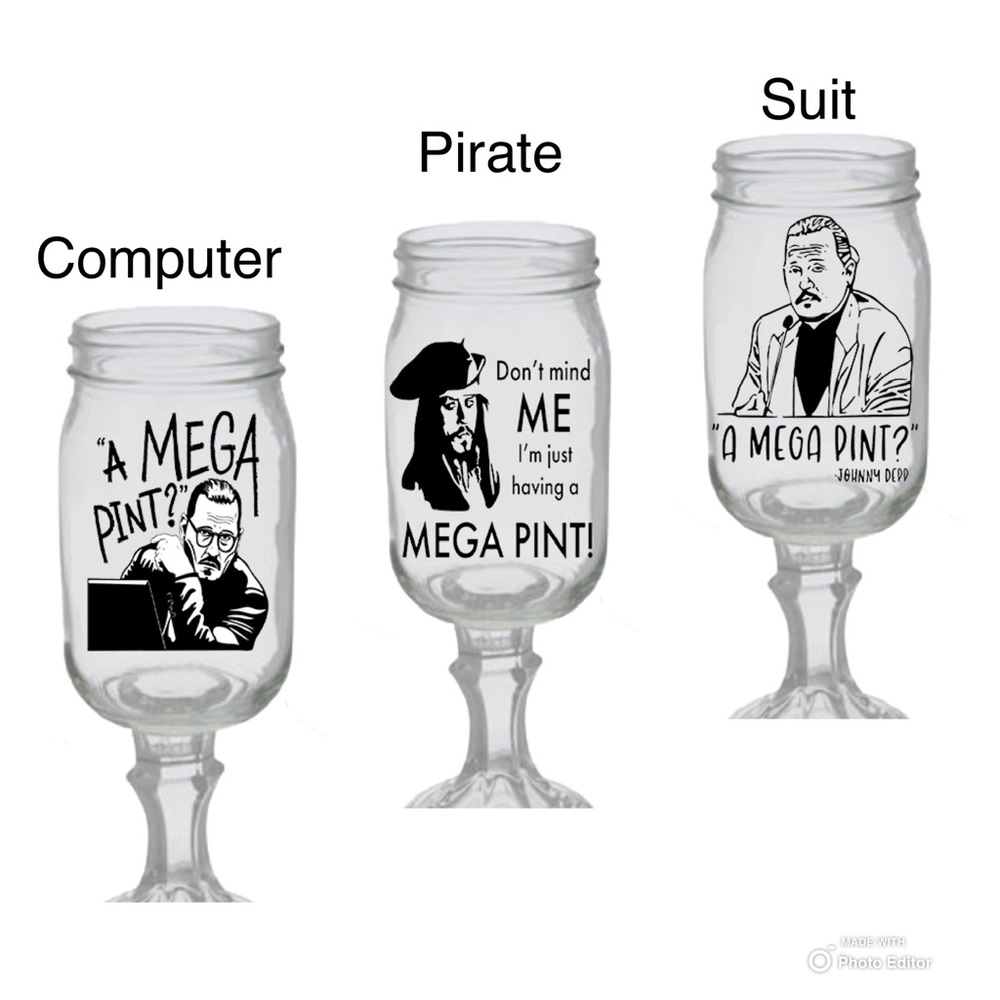 COPY - Red neck Wine Glasses, A mega Pint Johnny Depp Vs Heard